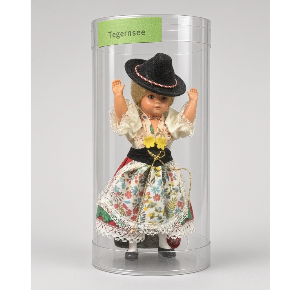 Vintage Tegernsee Bayern German Souvenir Doll in Original Case Bavarian Tracht